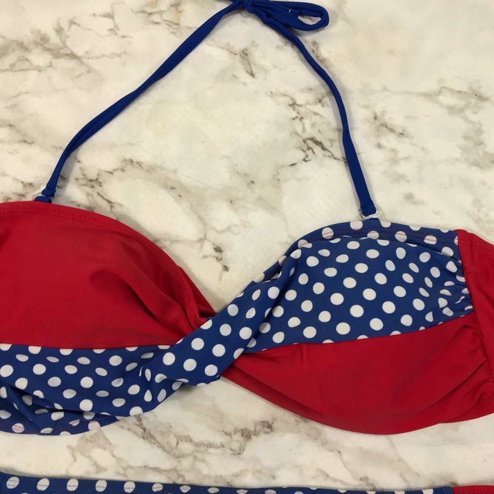 Wave Zone Red White Blue Polka Dot Bikini - Picture 4 of 6